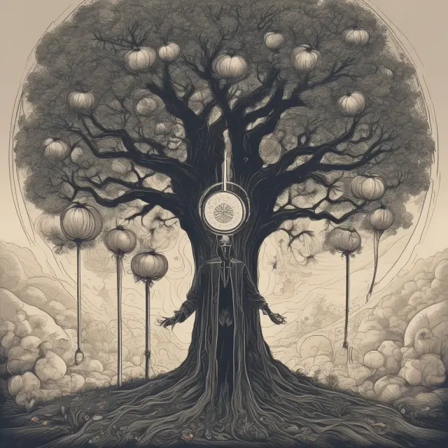 Person investigating an onion tree (symbolic of the dark web) with a magnifying glass to differentiate truth from misconceptions
