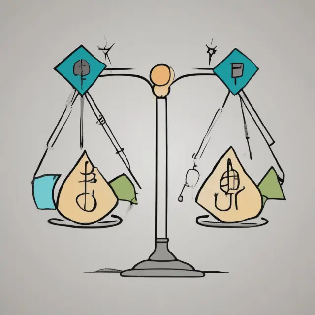 Double-headed arrow balancing debits and credits in double-entry bookkeeping