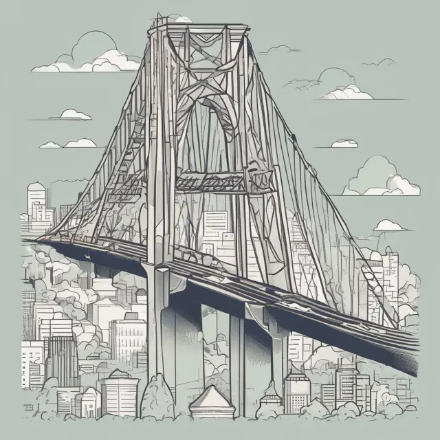 Bridge linking various finance deliverables: Budget reports, progress reports, beta products, test results, data-driven analytics, and regulatory compliance documentation.