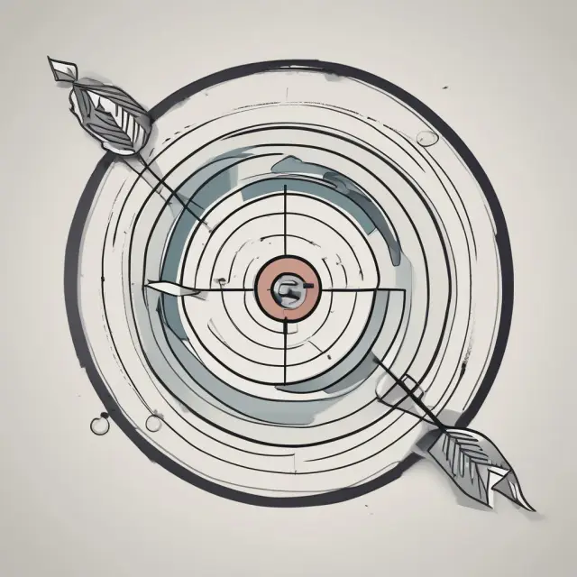 Arrows symbolizing objectives and deliverables flying toward a target, illustrating their relationship in project management