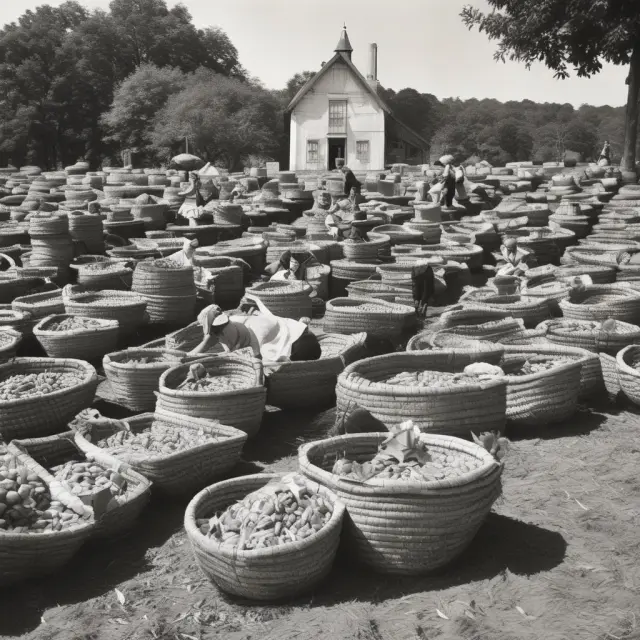 An image showing consumers moving between baskets based on changes in corn prices, symbolizing the law of demand