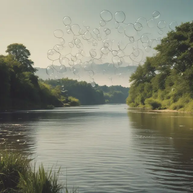Visualization of an individual demand curve as collections of bubbles on a river, and market demand represented by the river
