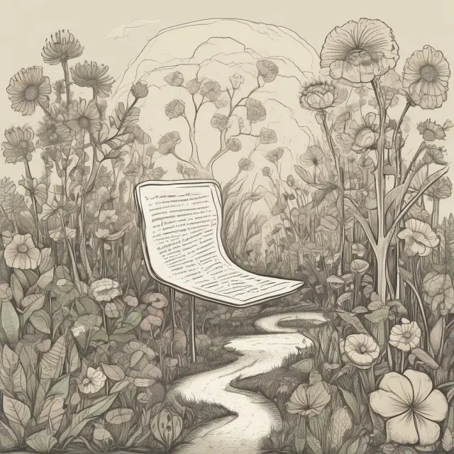 A lush garden filled with questions (flowers) and answers (roots), illustrating FAQs about Demand Deposit Accounts