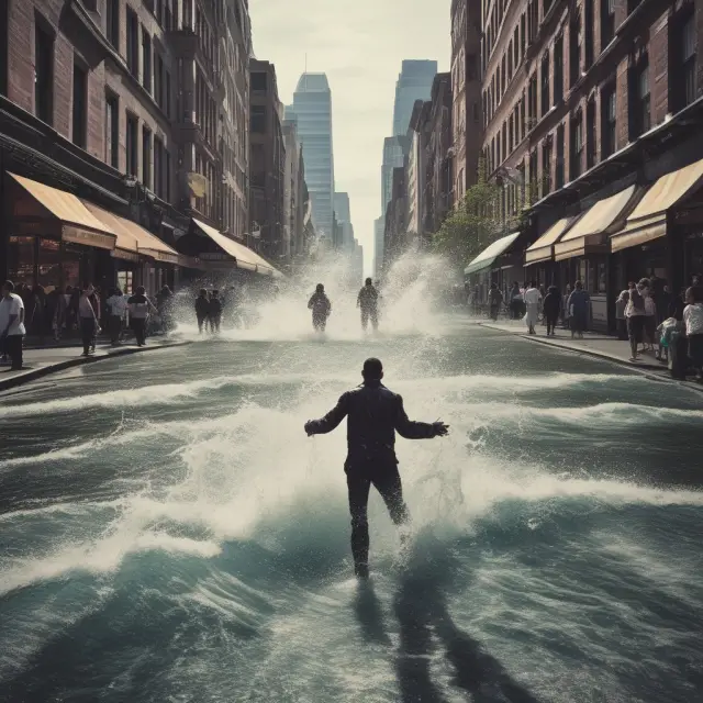 A metaphorical representation of unexpected changes in consumer demand (positive demand shock) causing price volatility and altering the market landscape