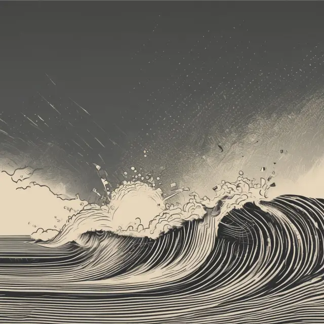A metaphorical depiction of a negative demand shock causing prices to drop and surplus capacity.