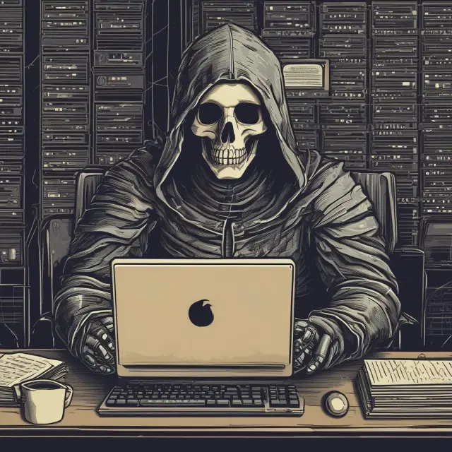 A cyber guardian holding a shield to protect electronic stock record from malicious hackers, symbolizing securities in dematerialized transactions.
