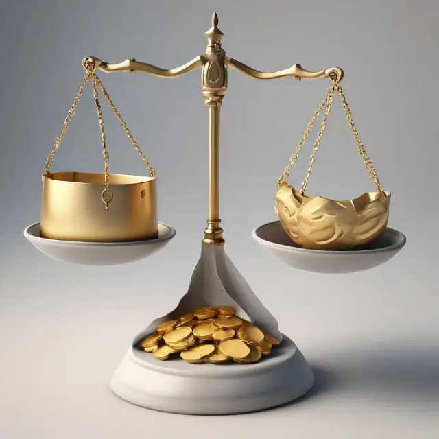 Image of a balanced scale with par value and a bag of gold coins symbolizing market discounts. The goal is to check if the bag exceeds the calculated de minimis amount, which affects tax implications