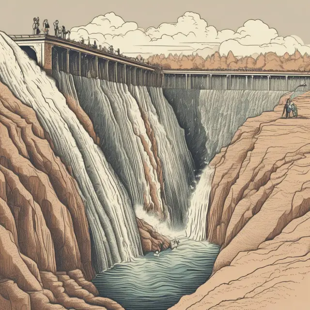 Image of an aging population releasing economic potential through a dam metaphor, illustrating the concept of a demographic dividend