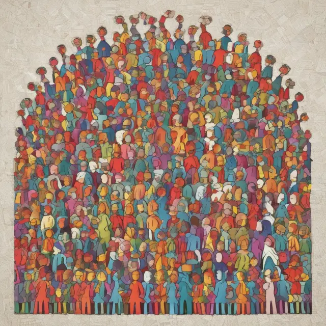 A colorful mosaic illustrating various demographic groups and their characteristics
