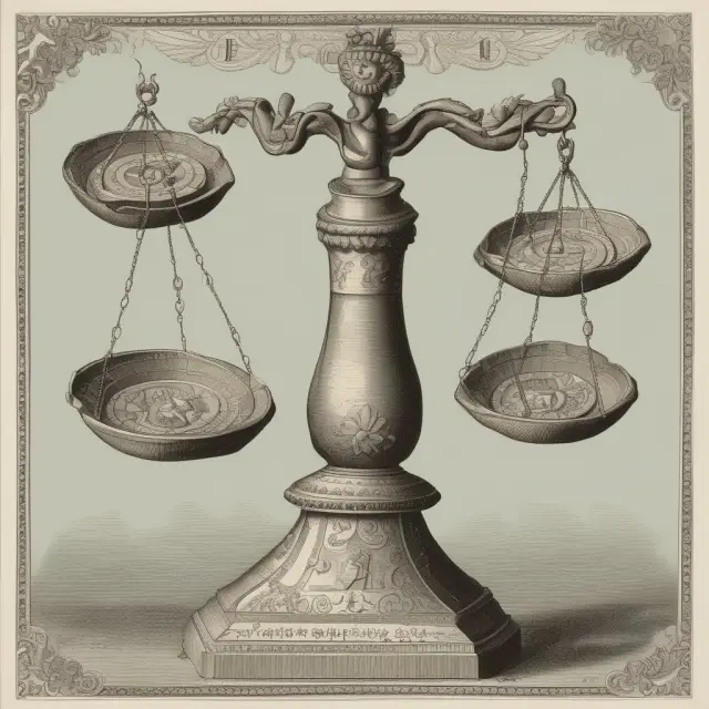 A balance showing coins and banknotes with different denominations, symbolizing their nominal versus actual worth