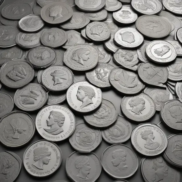 Silver coins featuring different denominations showcased in a captivating coin collection, with market value exceeding face value