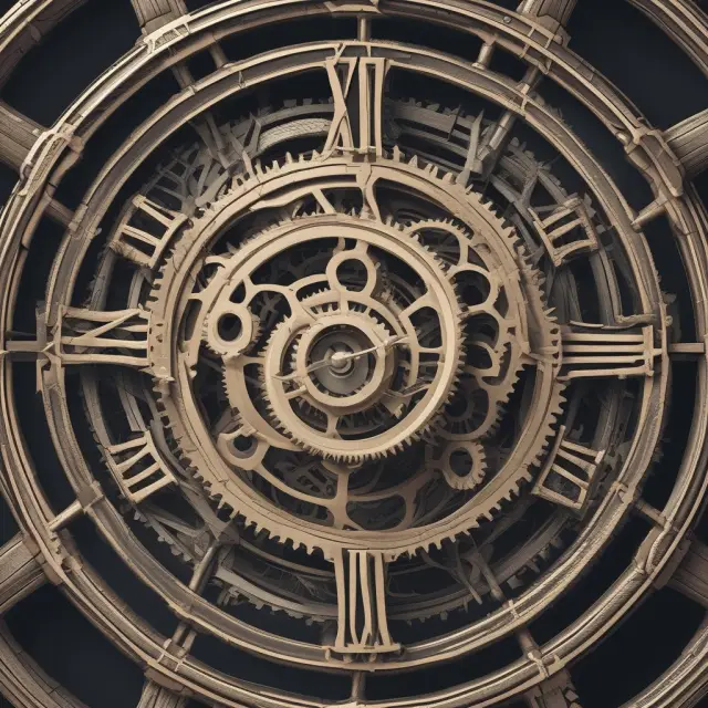An intricate clock represents the dependency ratio and its limitations, showcasing gears entwined by unseen chains for factors like illness, disability, education, and work beyond retirement age.