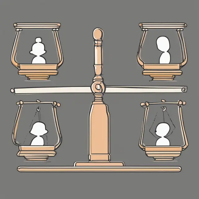 Balance scale illustrating distribution of age groups in the context of dependency ratios