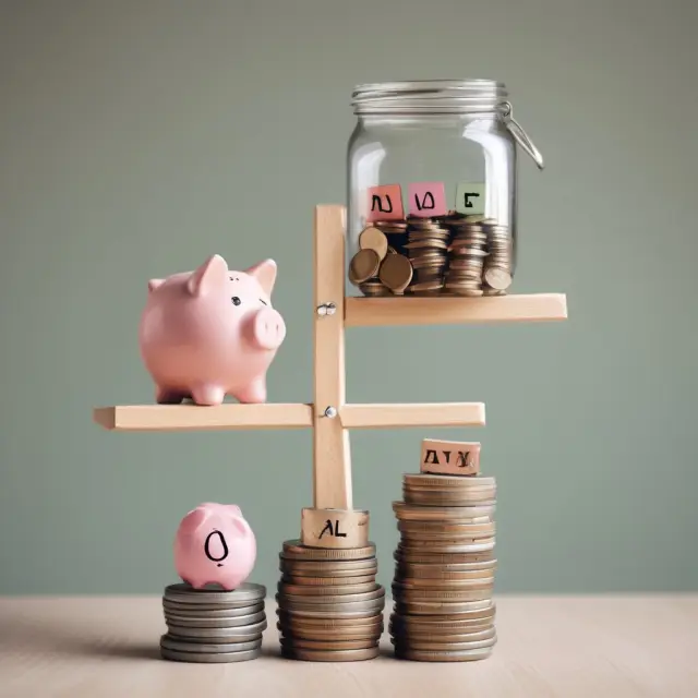 A seesaw balanced between an FSA jar and a tax credit piggy bank represents the comparison of dependent care benefits: Flexible Spending Account vs. Child and Dependent Care Credit.