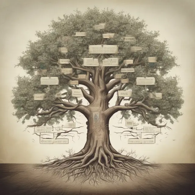 An illustration of a family tree demonstrating the differences between qualifying children and relatives in terms of age, support, and residency requirements.