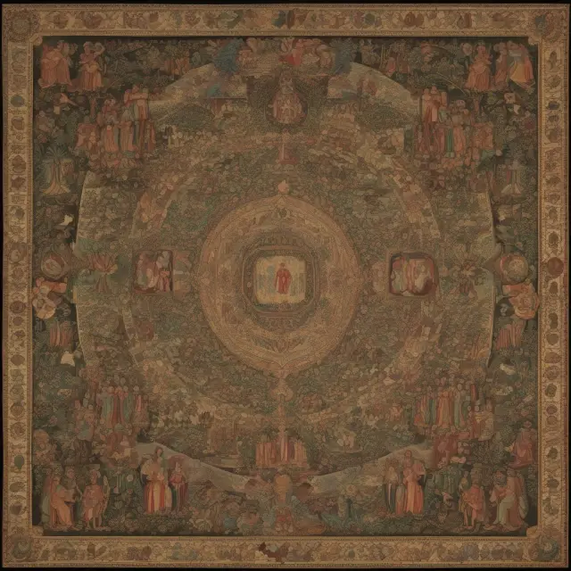 A detailed tapestry showing diverse family members intertwined, symbolizing the complexities of dependency rules in taxation.
