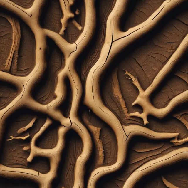 A tree trunk with oil droplets seeping through its layers, representing the concept of depletion accounting for industries that rely on natural resources.