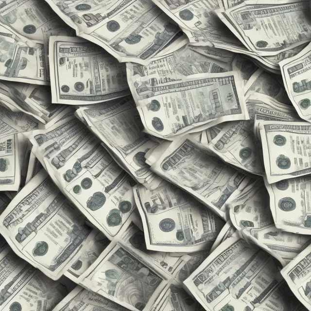 Visual representation of a complete deposit slip process featuring deposit slips piled up with checks, cash, and the swirling account number