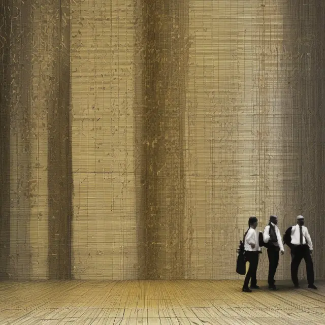 Golden threads interconnecting banks and customers through deposit slips, symbolizing trust and accuracy