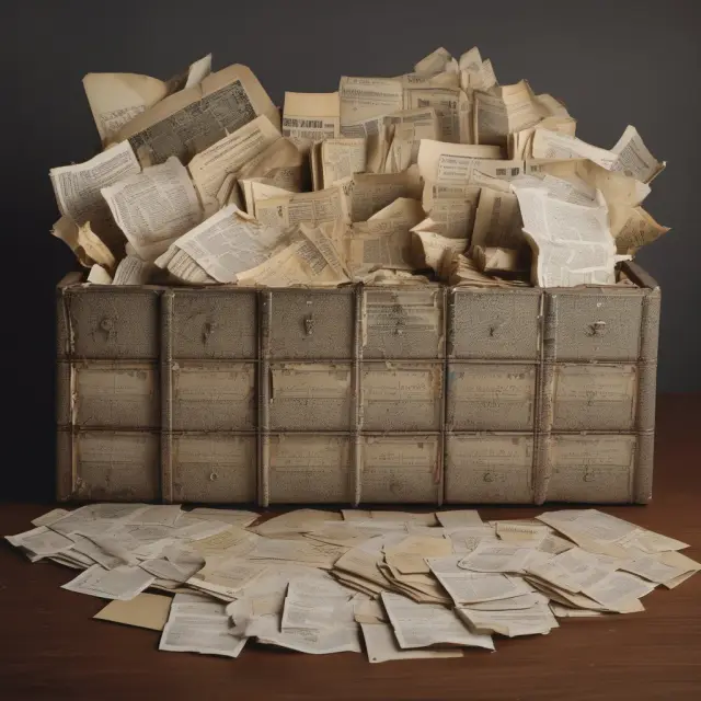 An image of a time capsule filled with deposit slips representing various stages in the history of banking