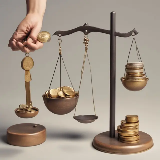Person placing coins symbolizing deposits on a scale beside examples: renting apartment, safekeeping, utilities, insurance, and loan applications.
