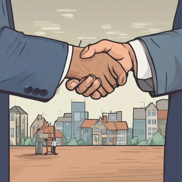 Tenant and Landlord shaking hands with a security deposit between them; Trust in rentals