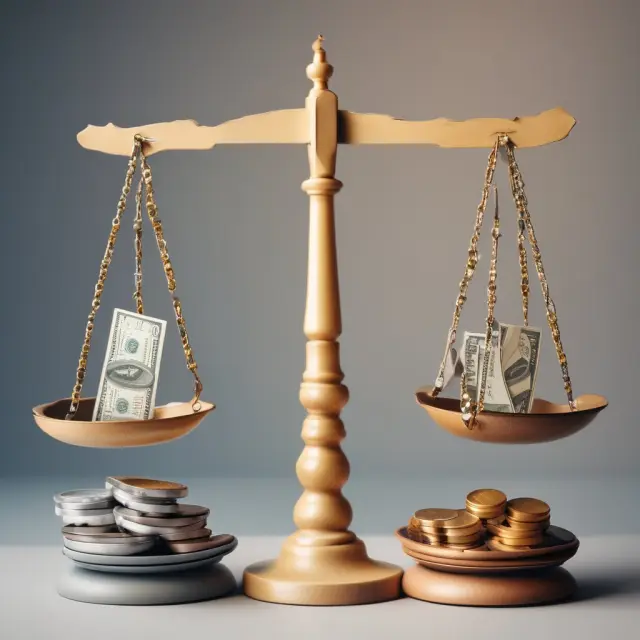 An image of scales with one side symbolizing diversification through Depositary Receipts, and the other side representing currency risk and potential rewards