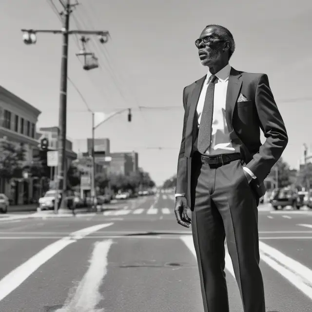 Prepared witness at an intersection, facing question marks, symbolizing typical deposition questions