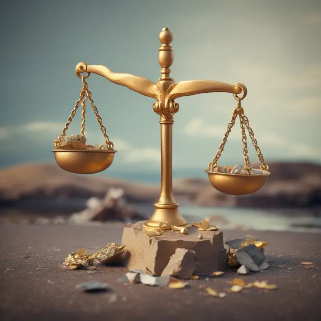 A balanced scale with a golden crane representing the asset and an eroding market value indicating cumulative depreciation.