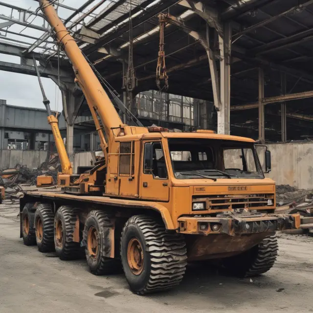 An aging crane with its core representing depreciated cost and an organized depreciation schedule