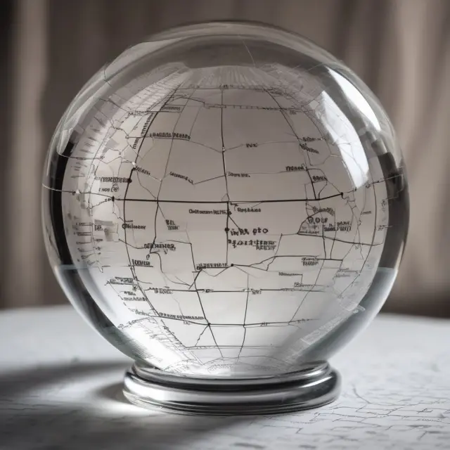 Crystal ball displaying depth charts, showcasing future market trends and optimal entry/exit points