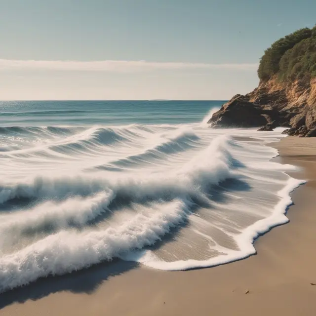 Visualizing statistical measures (mean, median, mode) and variability measures (range, variance, SD) colliding on a beach to depict the merging of data sets with descriptive statistics