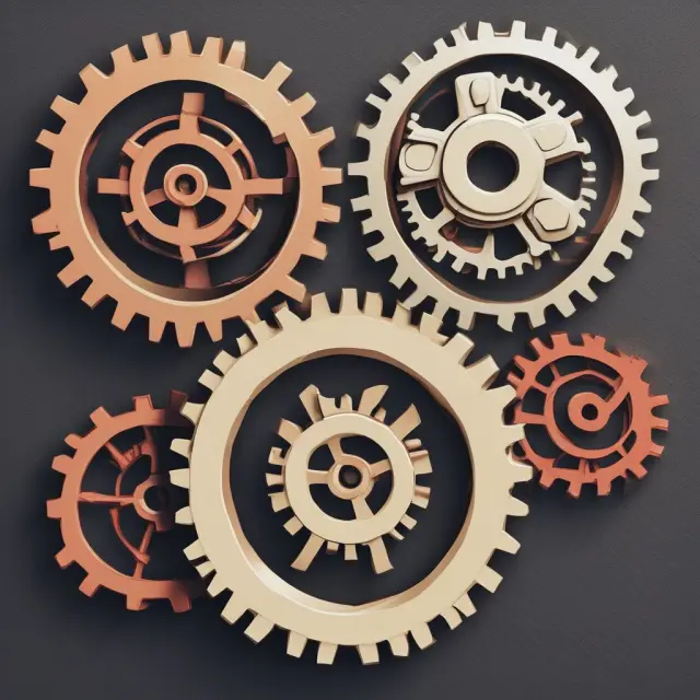 Three interconnected gears representing the economically robust United States, Canada, and European nations