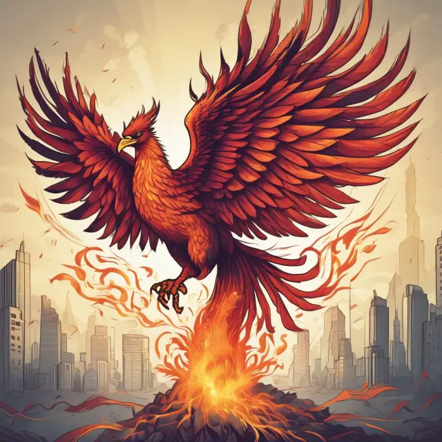 A mythical Phoenix overcoming economic turmoil with renewed growth in development economics