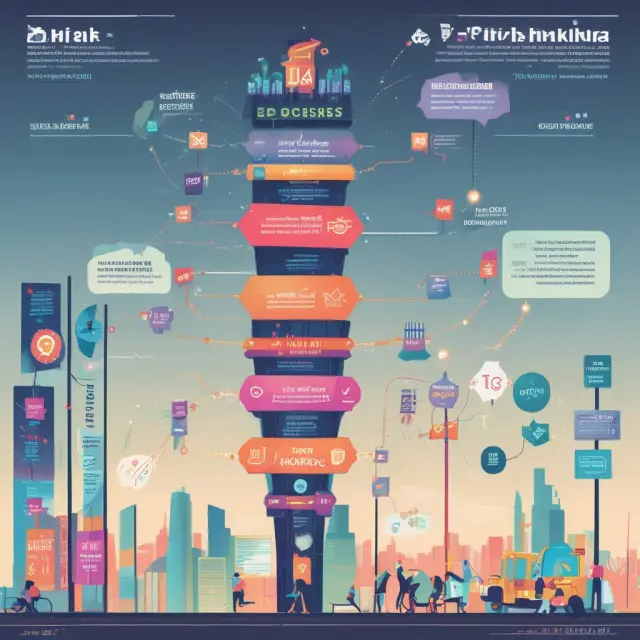 Vibrant pixel timeline depicting the evolution of digital marketing: early days, email marketing, social media marketing, mobile marketing, and present innovations.