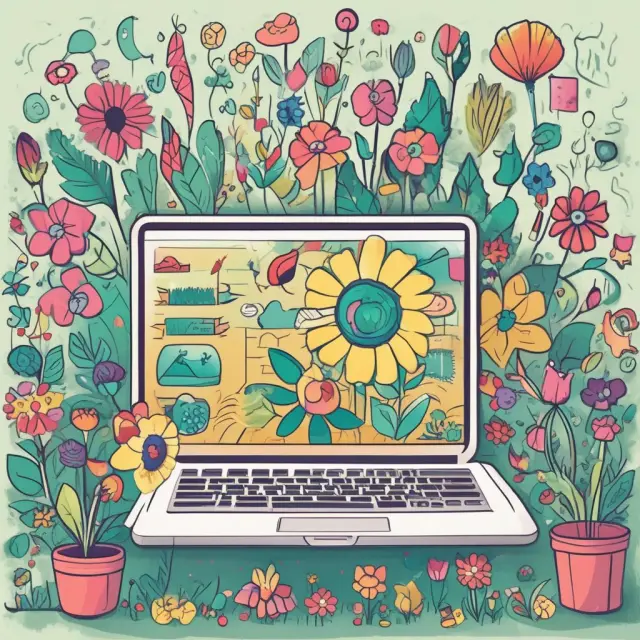 A vibrant digital garden teeming with eight distinct marketing channels: website, PPC ads, content, email, social media, affiliate, video, and SMS.