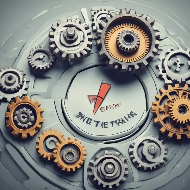 A dial transitions from goal setting to measurement mode, with KPI gears turning behind. Digital marketing metrics measuring success.