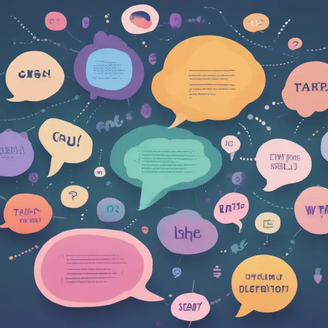 An array of thought bubbles representing FAQs about digital marketing concepts, providing clarity on best practices and challenges