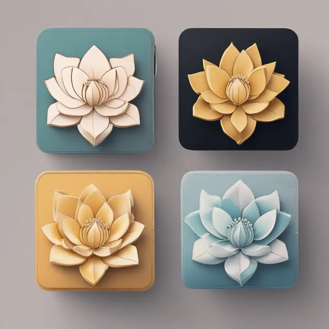 A lotus flower with five petals, each revealing a digital wallet symbolizing proprietary, open, multi-currency, closed, and cross-platform types