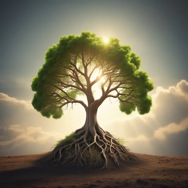 Company tree growing with new branches, symbolizing share dilution and the investment of capital for growth