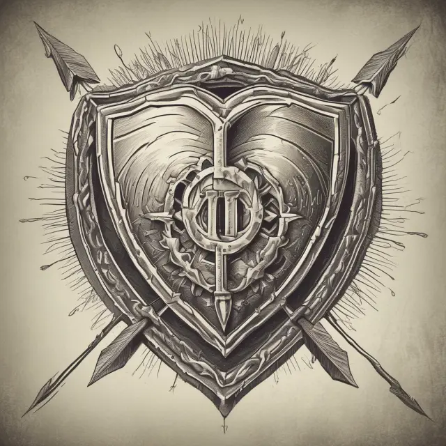Image of a shield with interlocking gears guarding a heart, symbolizing investor protection against stock dilution
