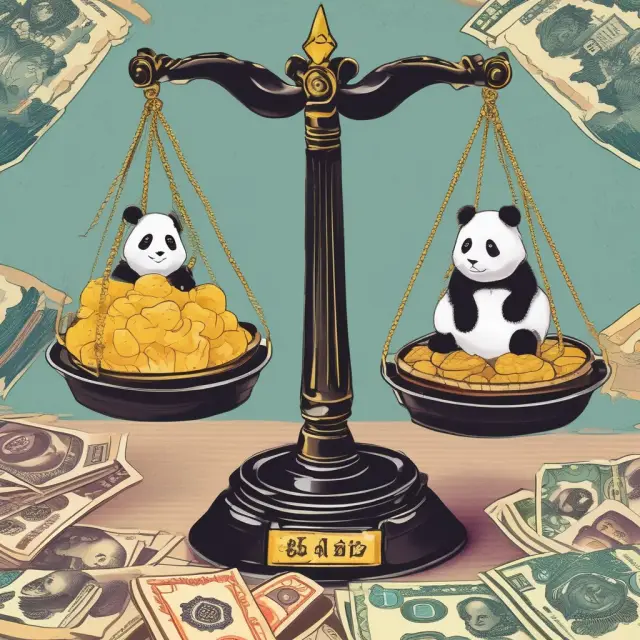 A balanced scale showcases international dim sum bonds and domestic panda bonds, illustrating two sides of China