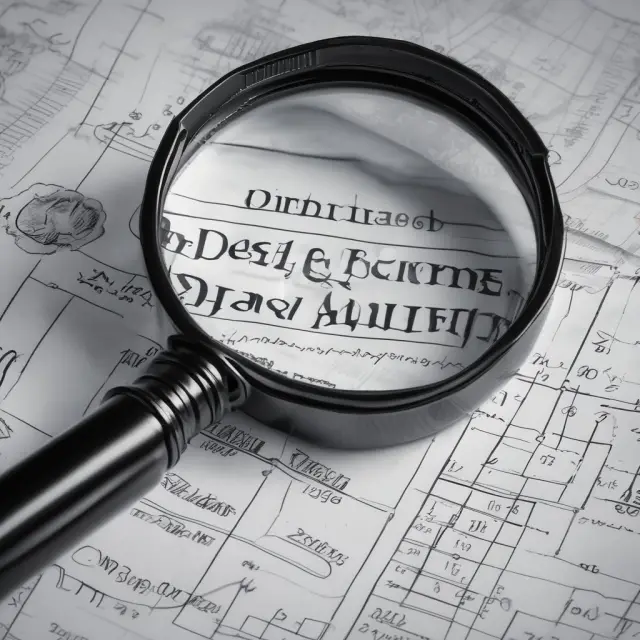 A magnifying glass reveals intricate details of a company