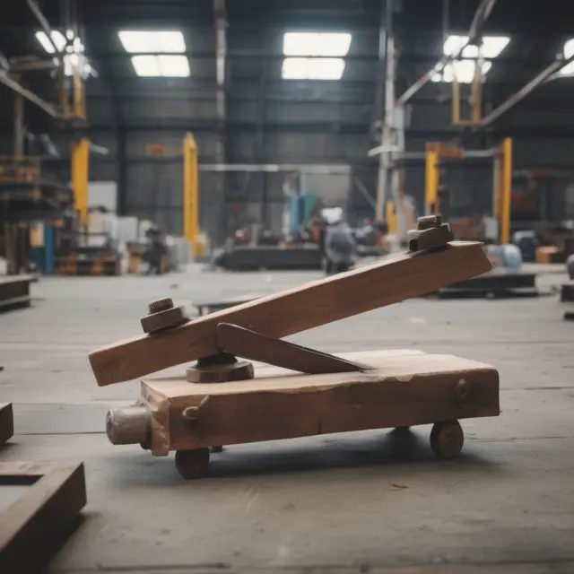 A seesaw balances fixed (represented by a heavy, stable block) and variable (represented by a light, changing block) costs in a manufacturing setting