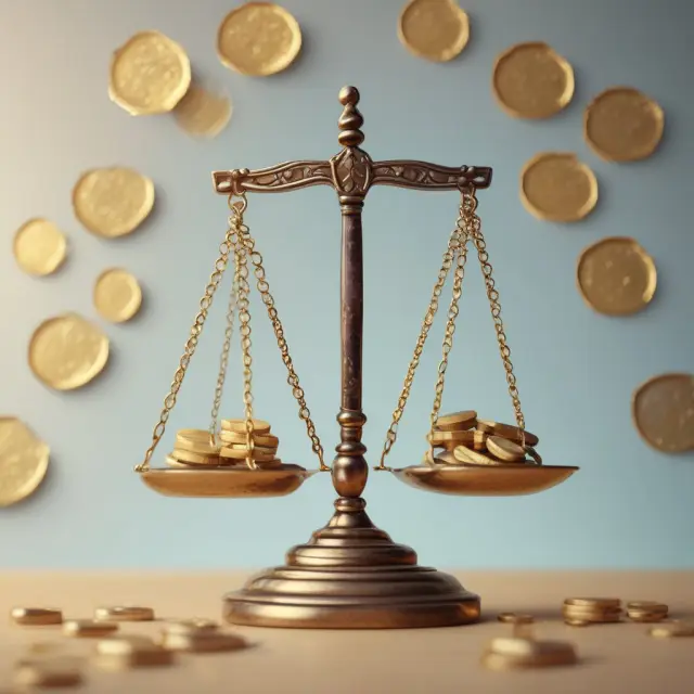 A golden scale tips towards a beaker filled with hourglass sands (labor hours), illustrating the importance of managing direct costs in business operations