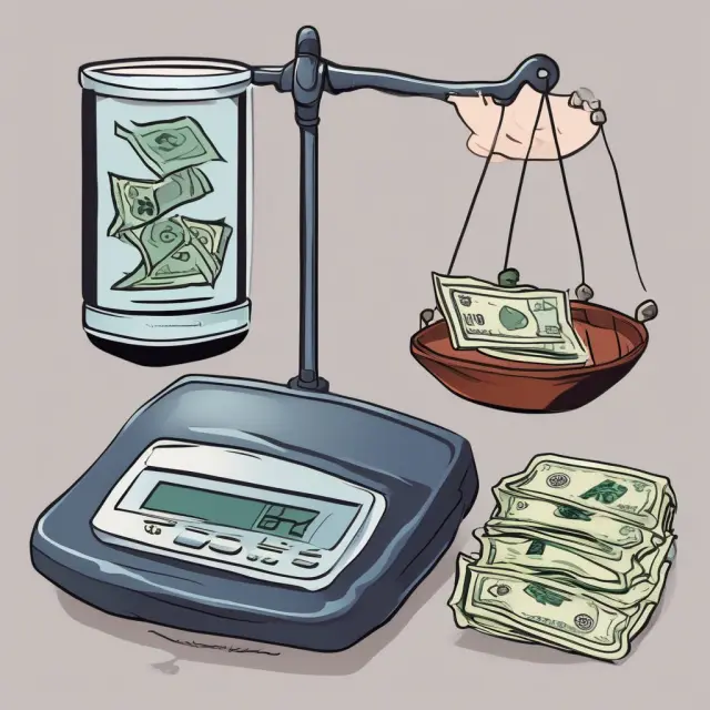A set of scales comparing the weight and transfer of funds between direct deposit (digital) and check payments (traditional)