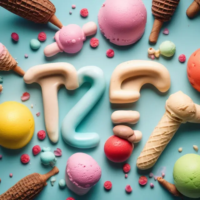 Three ice cream scoops forming the letters 