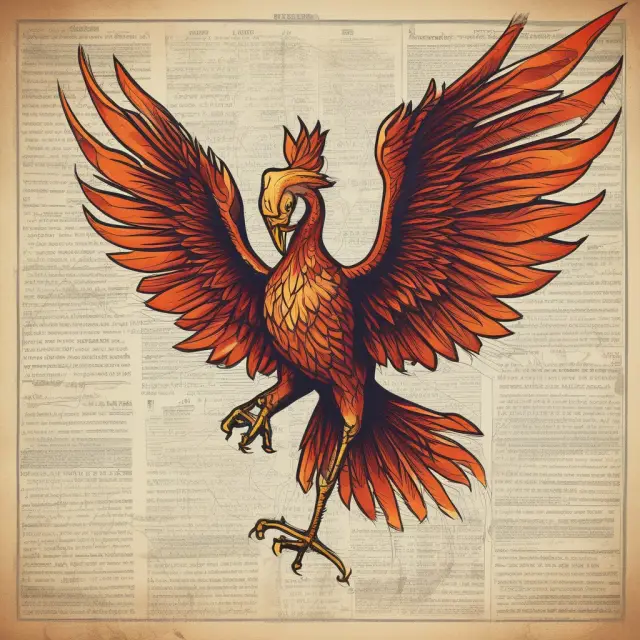 An image of a mythical Phoenix emerging from stacks of financial statements and regulatory papers, representing the triumphant completion of a Direct Public Offering