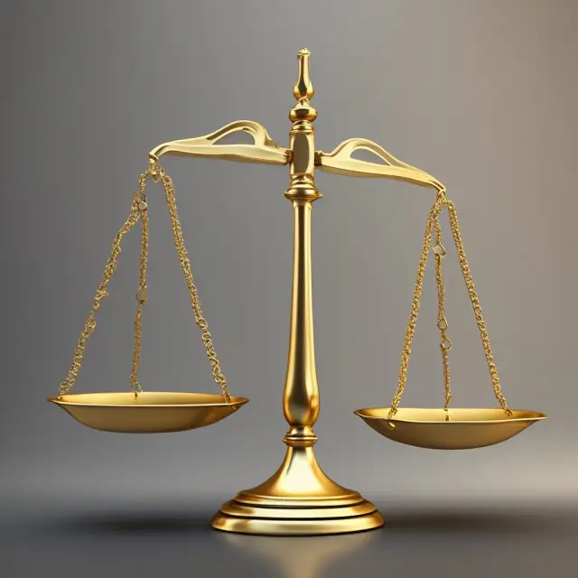 An image of a pair of golden scales balanced by two streams of money, one labeled 