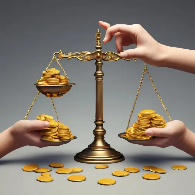 Golden coins flow between interconnected accounting scales, representing the recording and management of business disbursements